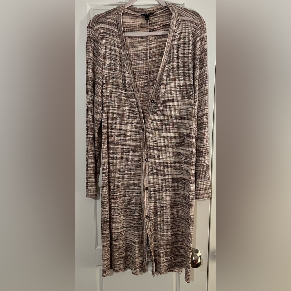 Lane Bryant Brown and Cream light thin Knit Cardigan Sweater